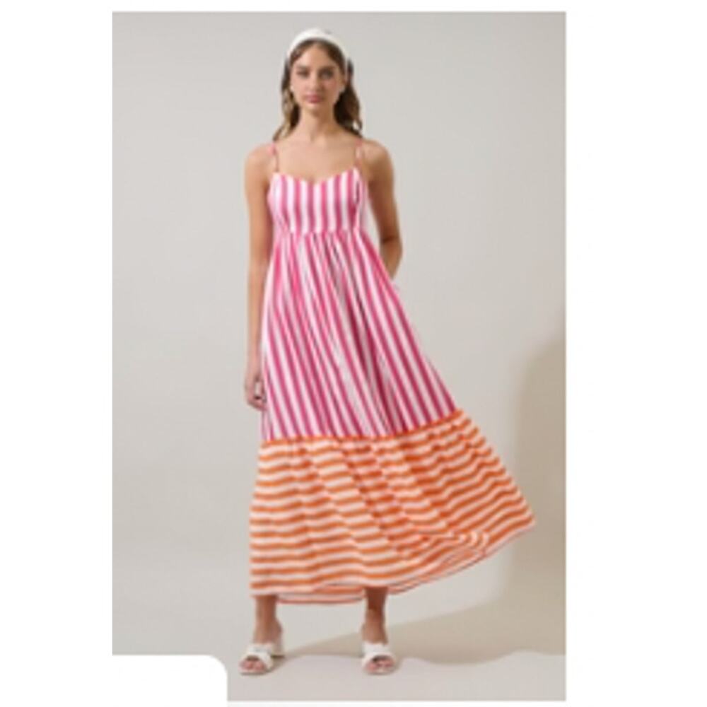 NWT Sugarlips Valera Striped Lille Maxi Dress Sz L